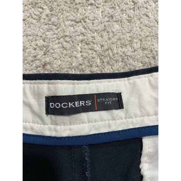 Dockers Chinos Straight Fit Pants Mens Size 34 x 32 Navy Blue Trousers Slacks - Picture 6 of 13